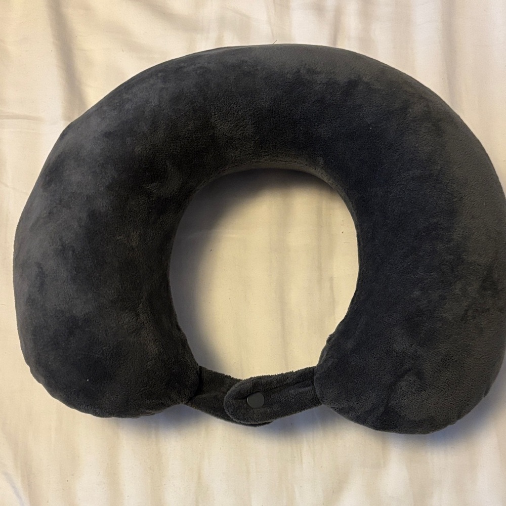 Plush Charcoal Travel Neck Pillow